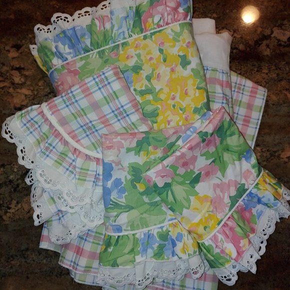 5pc Waverly Secret Garden Floral Plaid Vtg Bedding Set